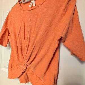 Trendy Orange Twist Front Tee